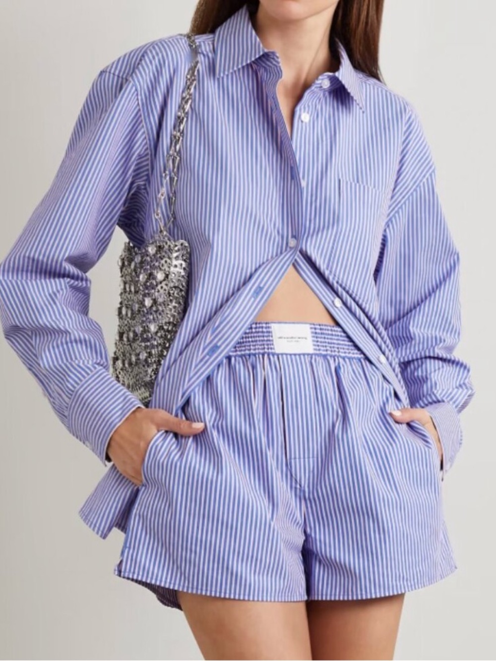 T by Alexander Wang Striped Cotton-Poplin Shirt